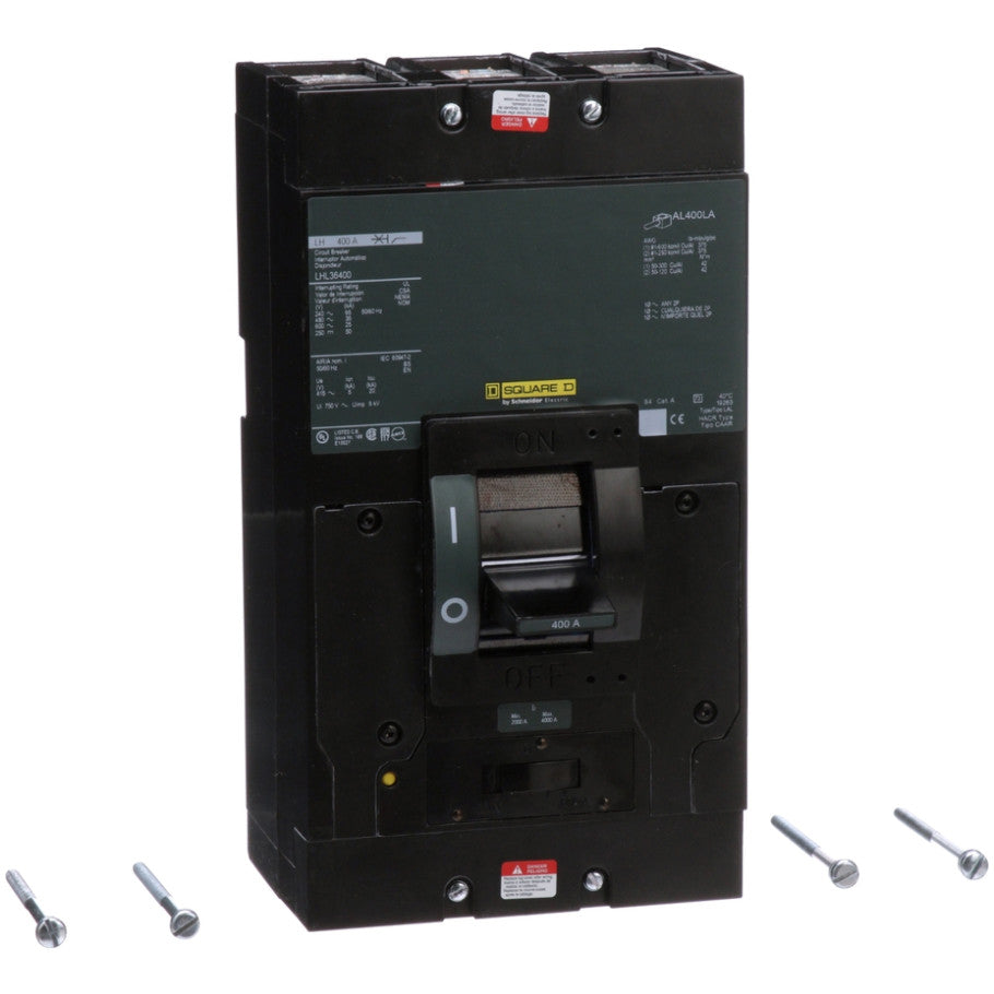 Circuit breaker, LH, 400A, 3 pole, 600VAC, 25kA, 250VDC, 50kA, lugs, thermal magnetic