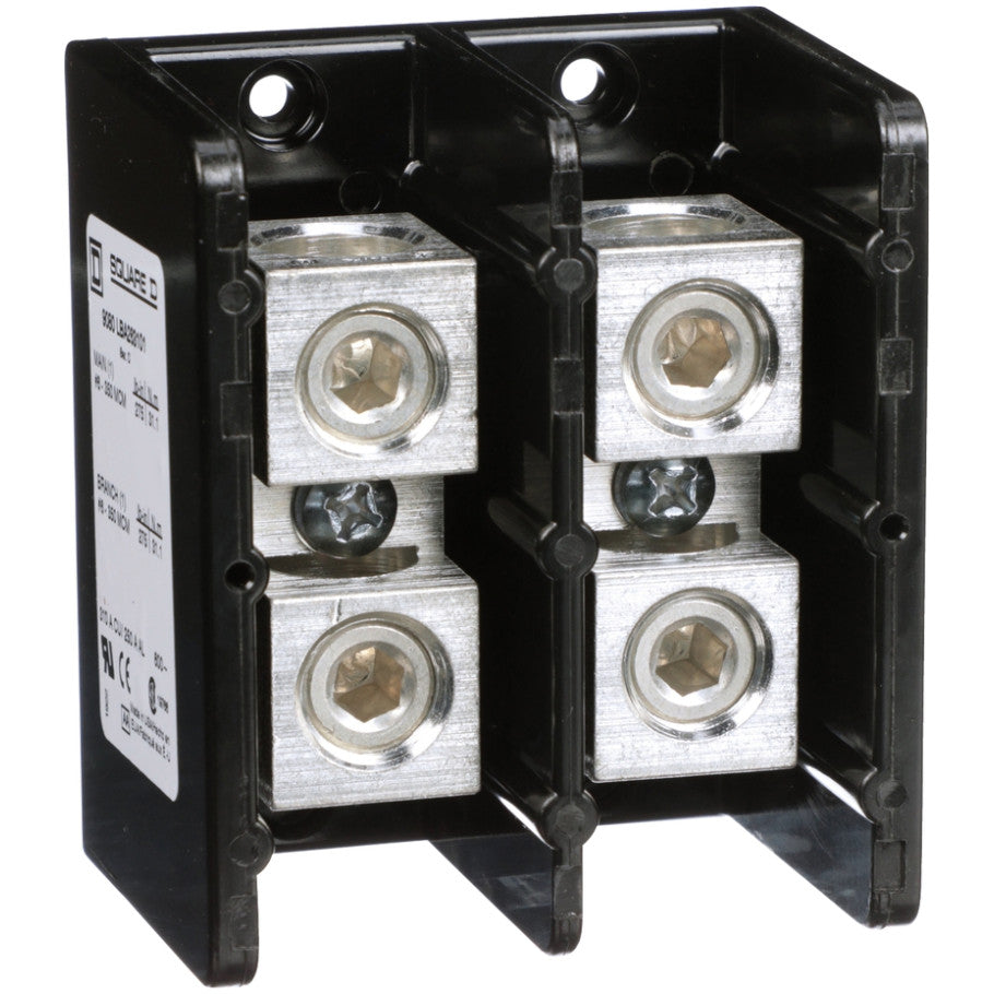 Power distribution block, Linergy, 2 pole, 1 line, 1 load, 310 CU, 250A AL, 600 V