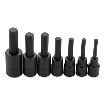 7 Piece Hex Bit Impact Socket Set, 1/2 in Drive, 6 Points, Inch