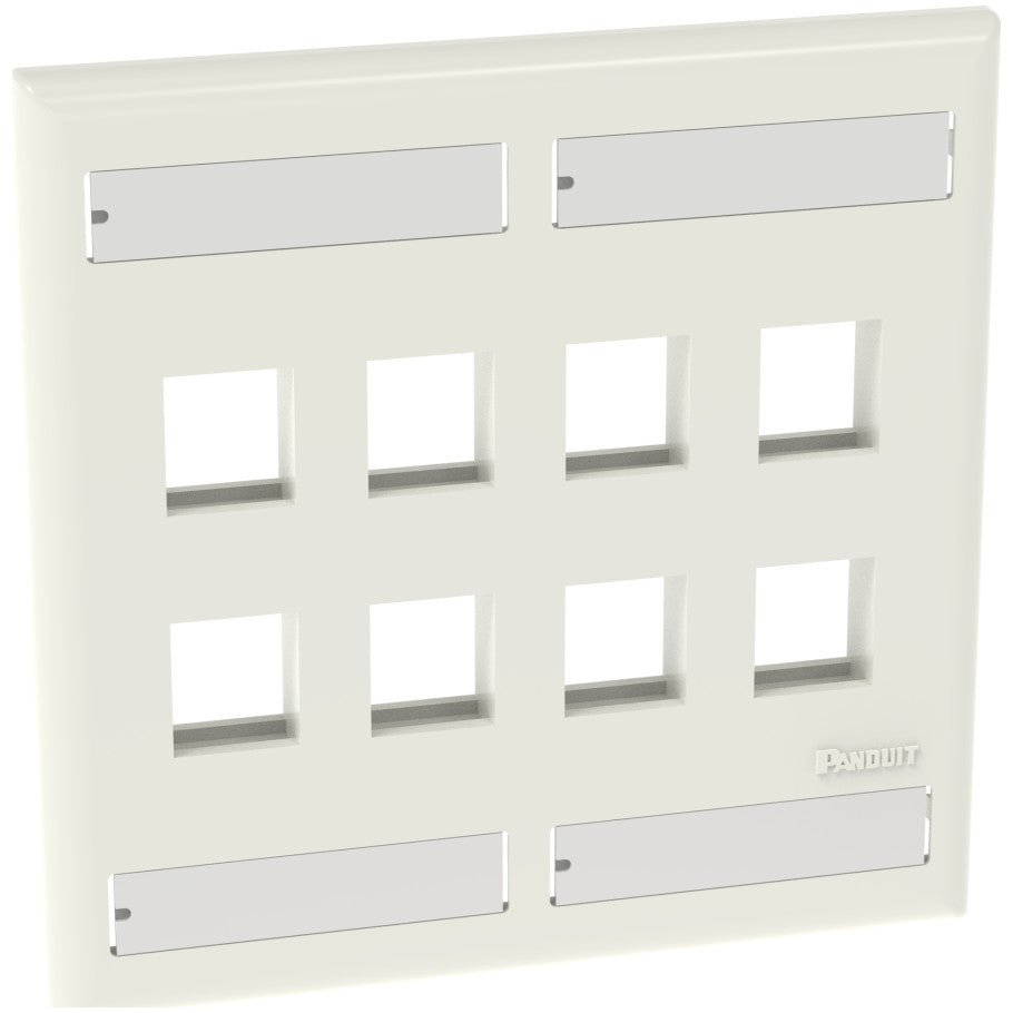 NetKey  8-Port Flush Mount Faceplate w/ Labeling, Off White