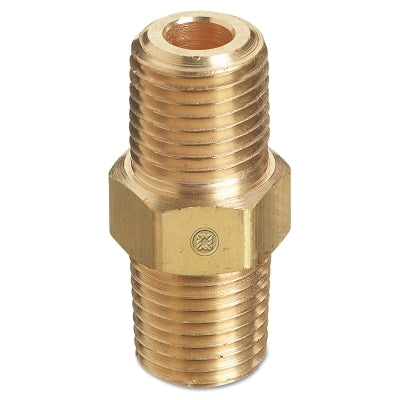 Pipe Thread Hex Nipple, 3000 psi, Brass, 1/4 in NPT Male