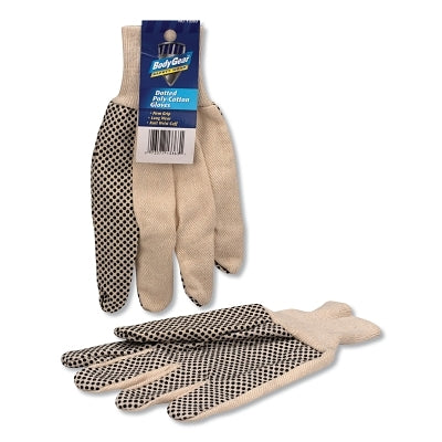 Dotted Cotton Gloves, Poly-Cotton, Large, Tan