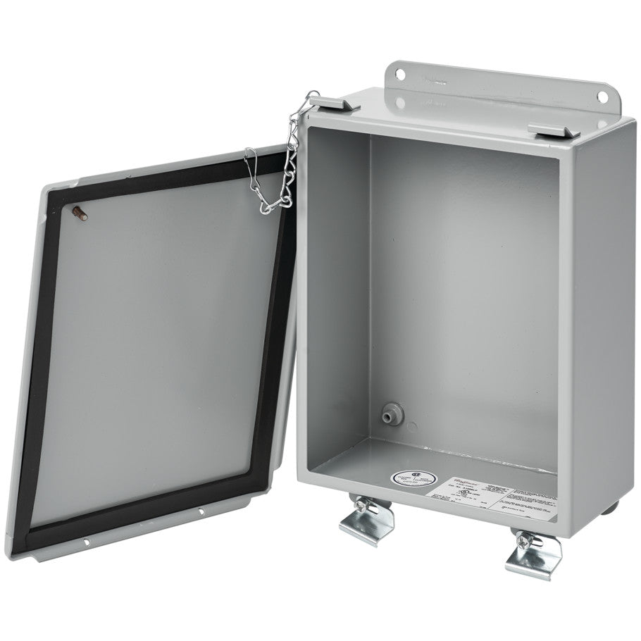 Type 12 Enclosure, Steel, Lift-Off Clamp Cover, 4 x 6 x 6 in.