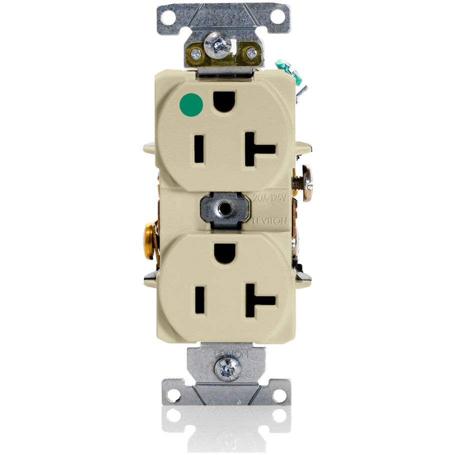 Leviton Slim Series Hospital Grade Receptacle, Heavy Duty, 20A, Ivory