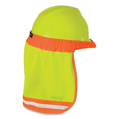 Sun Shield, Cap Style Hard Hat, One Size, Lime/Orange/Reflective Stripe with Contrasting Orange