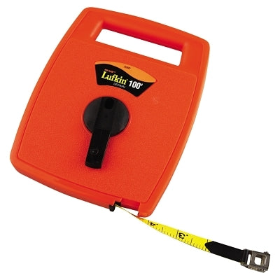 Hi-Viz Linear Measuring Tape, 1/2 in x 100 ft, SAE, Single Sided, Orange