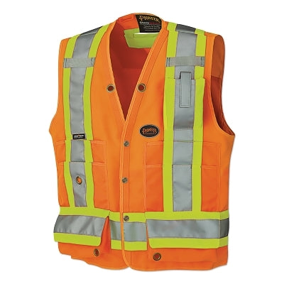 6692AU/6693AU HV Woven 150D Multi-Pocket Surveyor Vest, 3X-Large, Orange