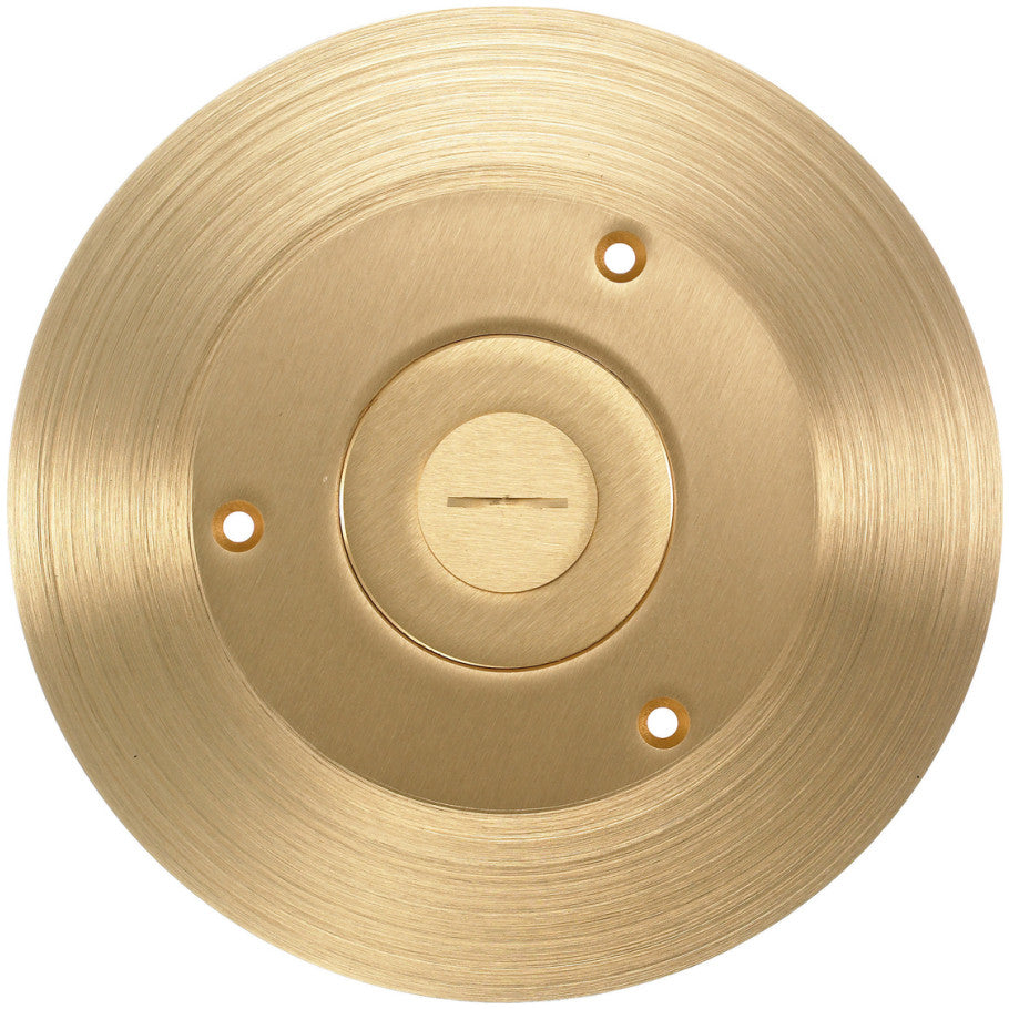 One Piece Floor Box Cover and Carpet Flange, Brass, 6.25 in. Diameter, (1) 2-1/8 x 3/4 in. Combination Screw Lid