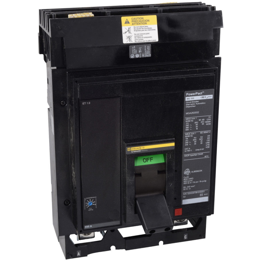 Molded Case Circuit Breaker, 600V 400A,12.80 in.,3-Phase,3P,400A,400A,40deg Celsius,50/60Hz,600 Vac,65kA 240Vac