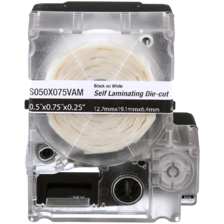 PXE S050X075VAM MP Printer Self-Lam Label, Vinyl, White, 0.75"x0.5", 0.25"POH