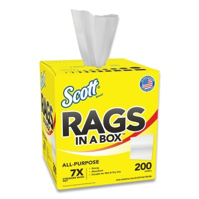 Rags In A Box Heavy Duty Disposable Towel, 9.75 in W, 12.35 in L, White