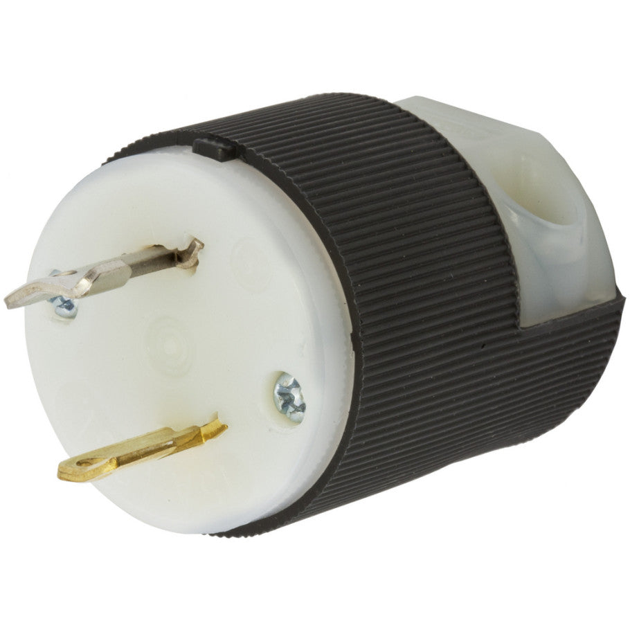 Twist-Lock 15A 125V 2P2W Black and White Nylon Polarized Plug With Multiple Drive Screws