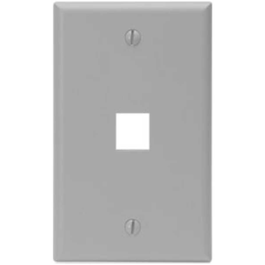 QuickPort Standard Plastic Wallplate, 1-Gang, 1-Port, Gray