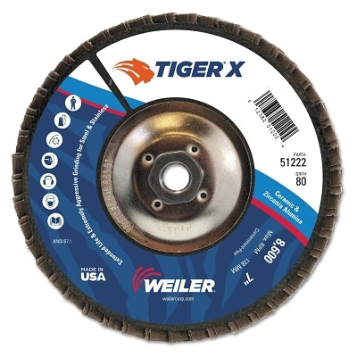Tiger X Flap Disc, 7 in Angled, 80 Grit, 5/8 in - 11 Arbor