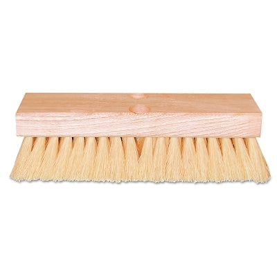 Deck Scrub Brush, 10 in Hardwood Block, 2 in Trim L, White Tampico