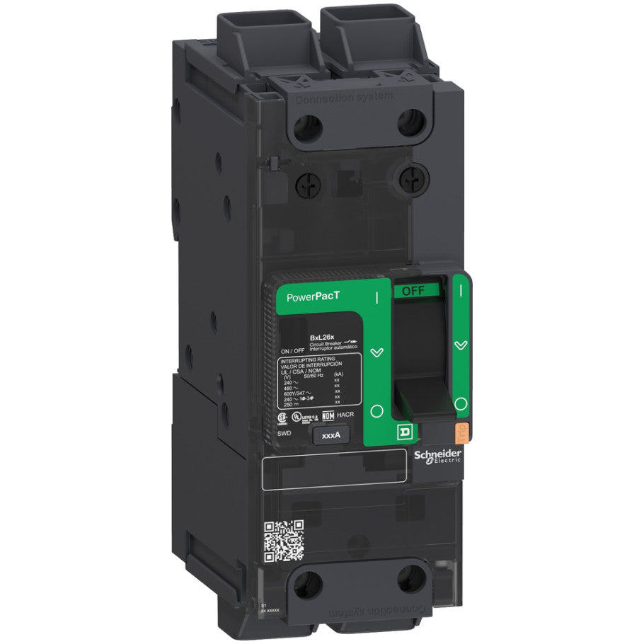 PowerPact Molded Case Circuit Breaker, Everlink Lug Connection, B-Frame, 60A, 600Y/347V, 2-Pole, Unit Mount, 14kA