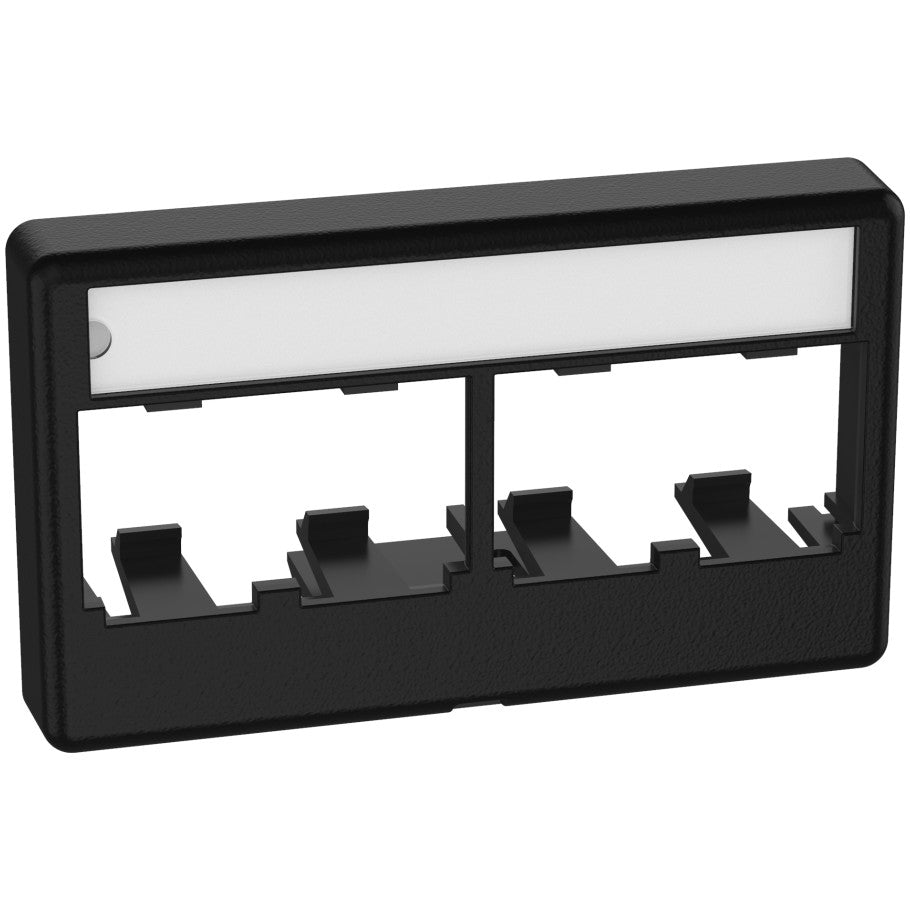 Mini-Com Furniture Faceplate includes Labels and label cover, 4-Port, Black