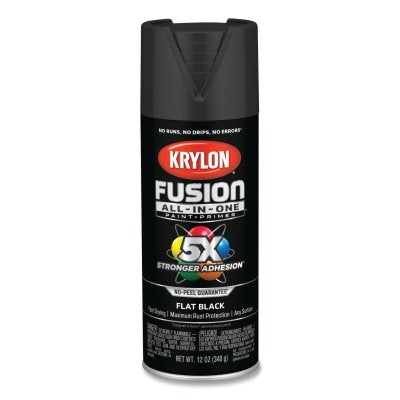 Fusion All-in-One Paints + Primers, 12 oz, Aerosol Can, Flat Black