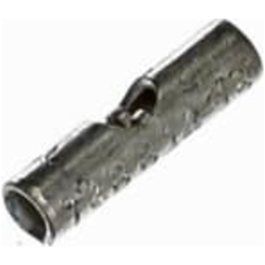Non-Insulated Butt Splice, Length 0.63 Inch, Width 0.16 Inch, Wire Range 18-14 AWG, Copper, Tin Plated, 100 Pack