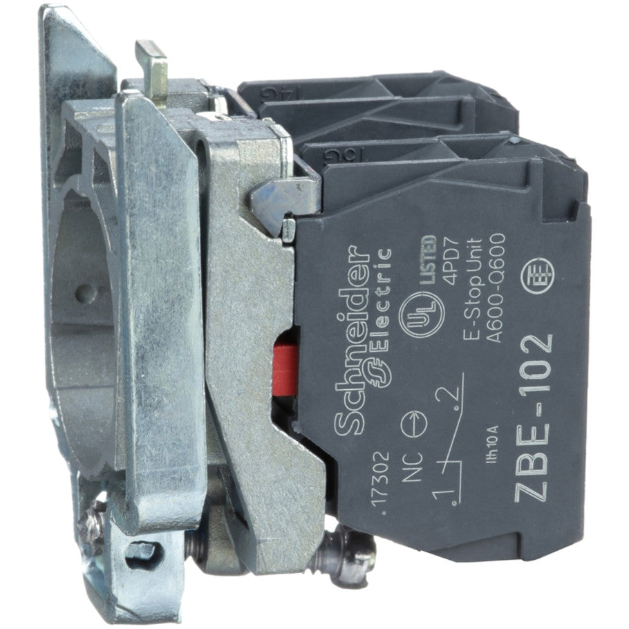 IEC Pushbutton Mounting Collar with Contact Blocks, ZB4 Series, 2NC