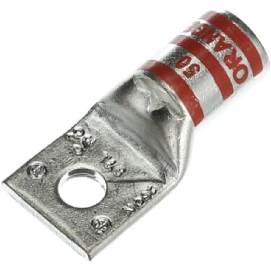 1-Hole Straight Standard Barrel Lug, 1.98 in., 3/0 AWG, Orange