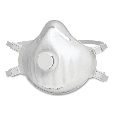 3400 Series N95 Particulate Respirator, Half Face, Exhaltaion Valve, Adjustable Straps, White, Regular