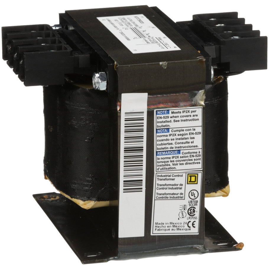 Industrial control transformer, Type T, 1 phase, 250VA, 208/230/460V primary, 115V secondary, 50/60Hz