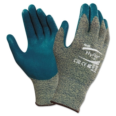 11-501 Nitrile Palm Coated Gloves, Size 6, Gray/Blue