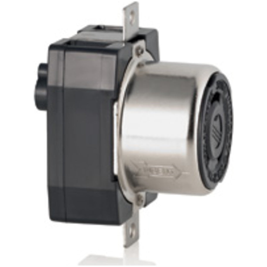 Locking Receptacle, Nylon, 50A, 250V dc/600V ac, 4-Wire, 3-Pole, Flush Mount, Black