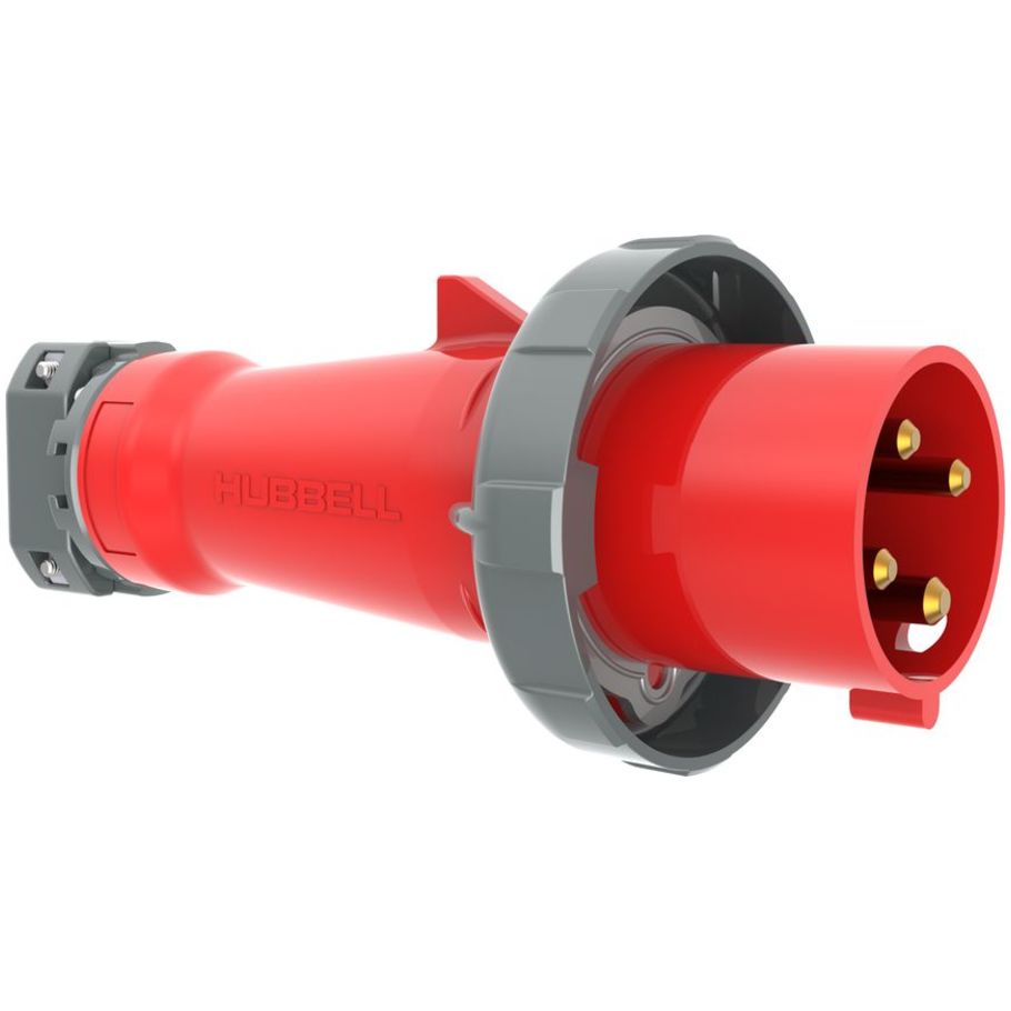 Pin and Sleeve Plug, Watertight, 60A 3-Phase 480V, 3P4W, IEC, Red