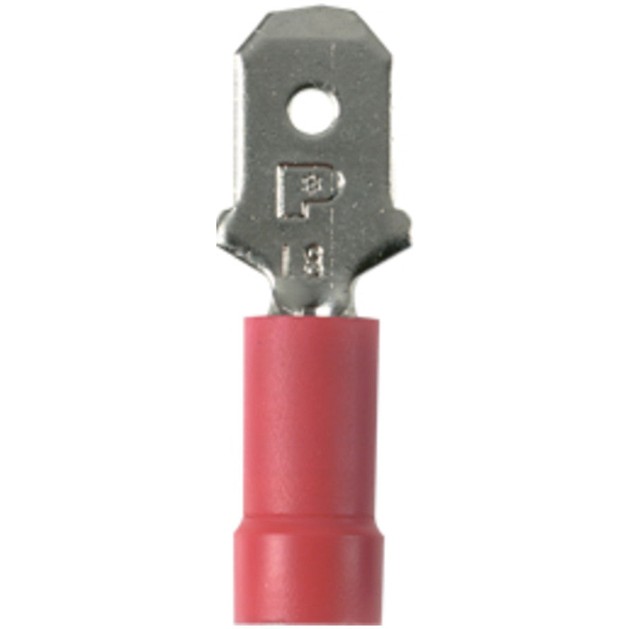 StrongHold Male Disconnect, vinyl barrel insulated, 22 - 18 AWG, .250 x .032 tab size.
