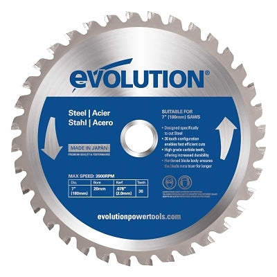 TCT Metal-Cutting Blade, 7 in, 20 mm Arbor, 3900 rpm, 36 Teeth