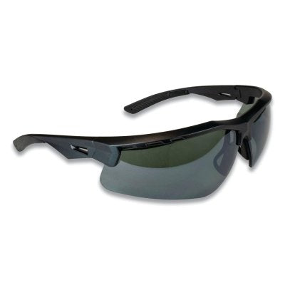 Thraxus Safety Glasses, Smoke Lens, Polycarbonate, Polarized Coating, Black Metal Frame