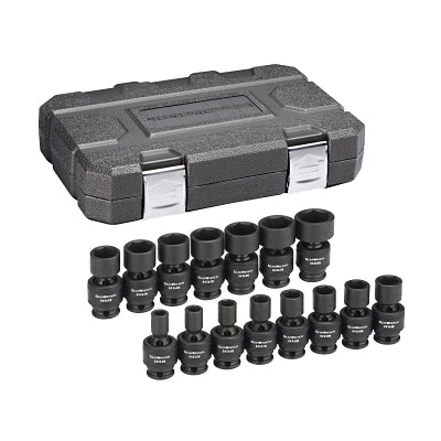 Universal Impact Drive Socket Sets, 3/8 in Drive, 6 Pt, 8-22 mm