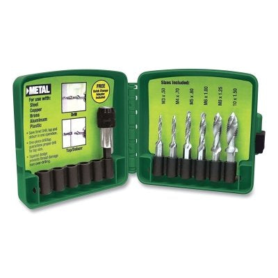 Drill/Tap Sets, 1/4 in Hex, Steel