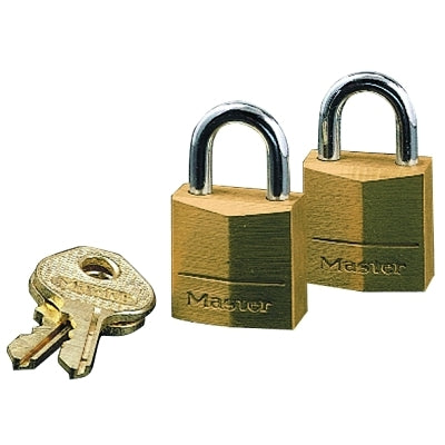 No. 120D Solid Brass Padlock, 5/32 in dia x 7/16 in L x 3/8 in W Shackle, Brass