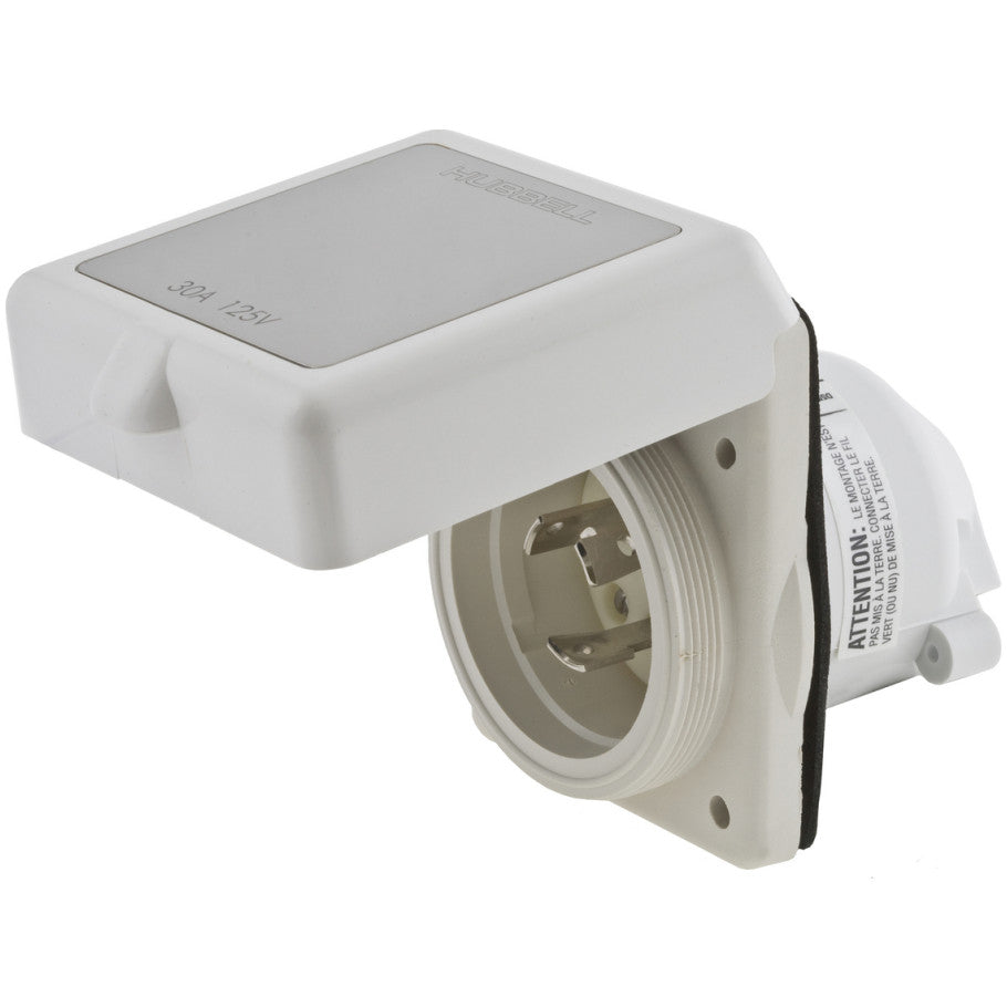 Twist-Lock Marine Grade Shore Power Inlet, 50A, 125/250V, 3P4W, Non-NEMA, Non-Metallic