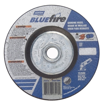 Bluefire Type 27 Depressed Center Wheel, 4-1/2 in x 1/4 x 5/8-11, 24 Grit, Zirconia Alumina