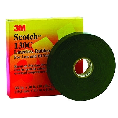 3M 417538 Linerless Rubber Splicing Tape 130C, 30 ft x 1 in, Black
