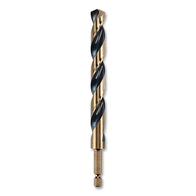 Black and Gold Impact Ready Drill Bit, 1/2 in dia, 135 Split Point Tip, 6 in OAL
