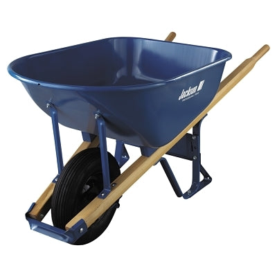 Steel Contractors Wheelbarrow, 6 cu ft, 1 Pneumatic 2-Ply, B.B., Blue