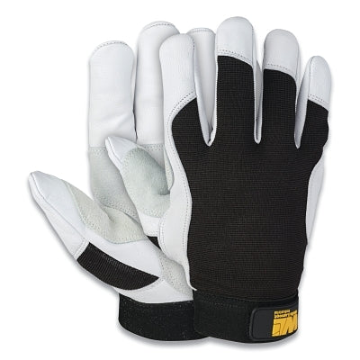 Premium Goatskin Leather Palm Gloves, Large, White/Black