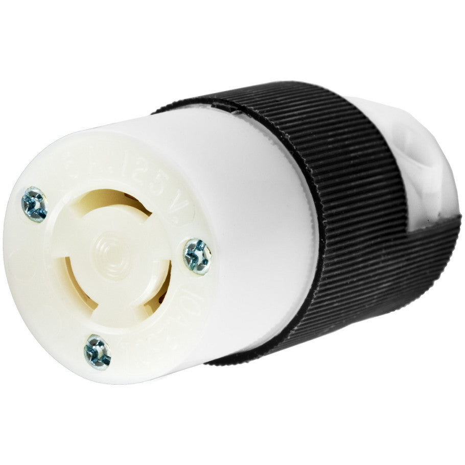 Twist-Lock Insulgrip 10A 250V/15A 125V 3P3W-NEMA Black and White Nylon Connector Body With Multiple Drive Screws