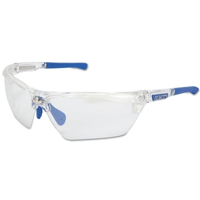 Dominator DM3 Safety Glasses, Polycarbonate I/O Mirror Lens, Duramass, Clear Polycarbonate/Blue TPR