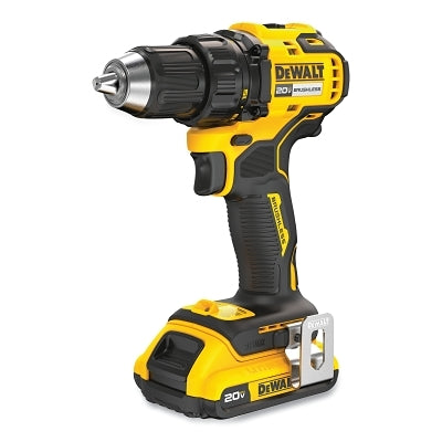 Cordless Drill/Driver, 20V MAX* Brushless, 1/2 in Chuck, Kit, Includes DCB203 Batteries/Charger/Bag/Belt Hook