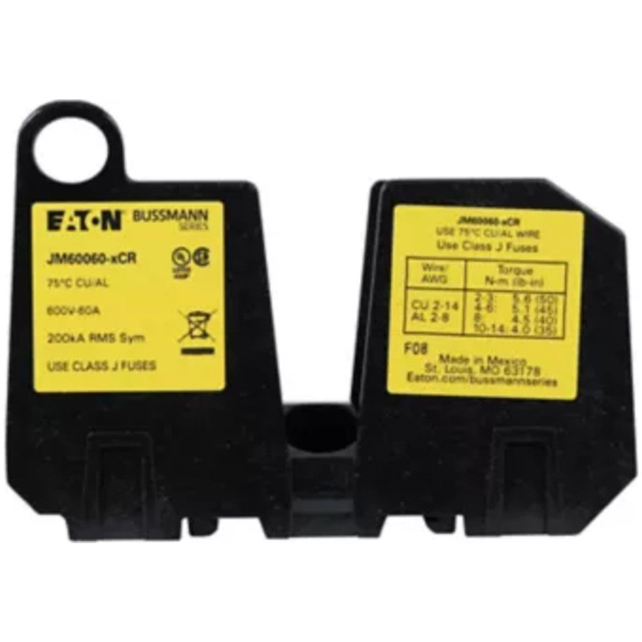Fuse Block, Class J, 60A, 600V, 1-Pole, Box Lug