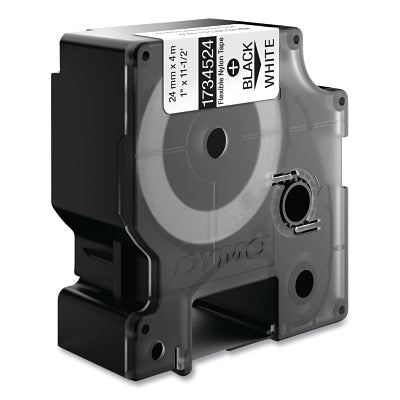 Industrial Rhino Flexible Nylon Label Cartridge, 1 in W x 11.5 ft L, Black Print on White Background