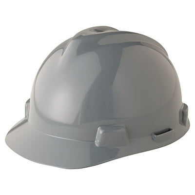 V-Gard Slotted Hard Hat Cap, Fas-Trac III Suspension, Gray