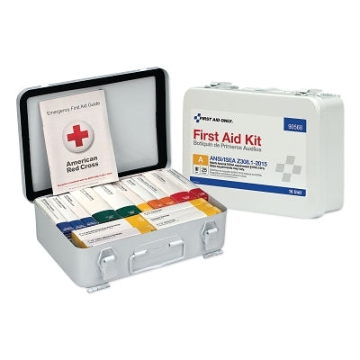 25 Person 16 Unit ANSI A First Aid Kit, Metal Case, Wall Mount, Carry Handle