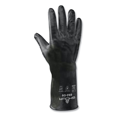 892 Viton Coated Chemical Resistant Butyl Gloves, 9/Large, Black